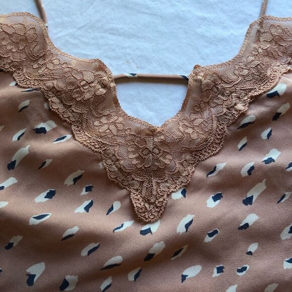 Hailey & Co. Sleeveless blouse, peach with blue and white flecks Small - Picture 5 of 7
